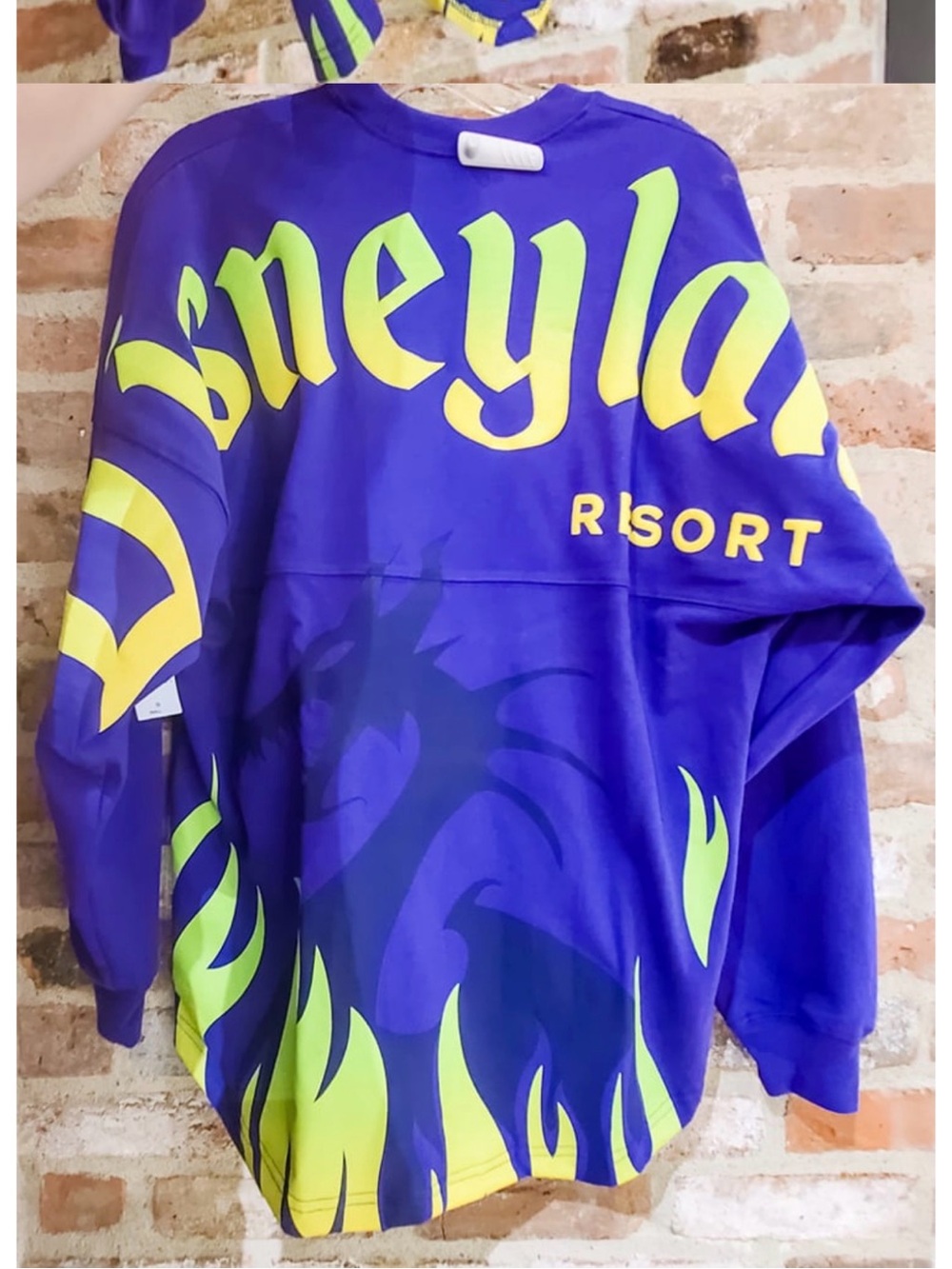 Disney Purple Crewneck Sweatshirt with Yellow and Neon Green Graphics
